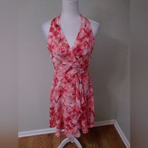 WHBM Halter Pinup Watercolor Floral Dress